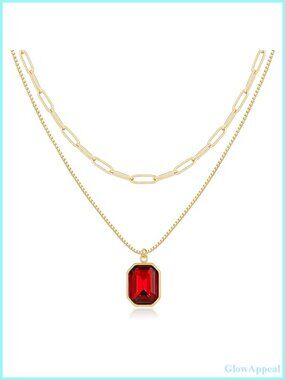 Birthstone Necklace Gold Plated Layered Stack Women Girl Gift